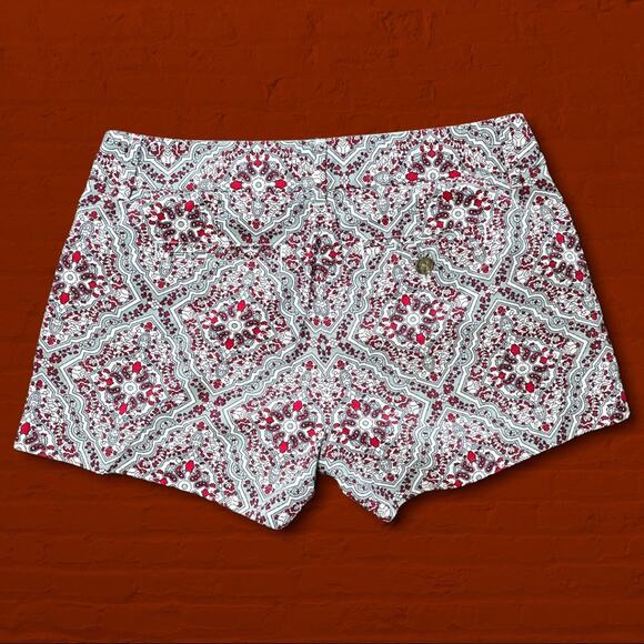 J CREW CITY FIT BOHO WESTERN PAISLEY Y2K CHINO SHORTS RED WHITE BLUE XS 0 - Picture 2 of 4